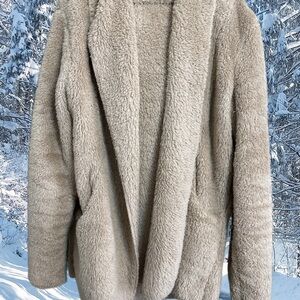 Women's Cream Faux Fur Coat